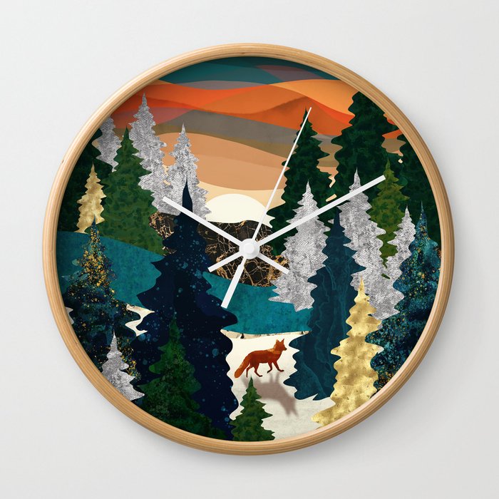 Amber Fox Wall Clock