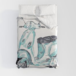 Vespa scooter print Kids room wall decor painting Duvet Cover