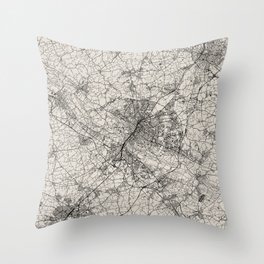 Germany, Bielefeld - Black and White Authentic Map  Throw Pillow