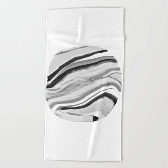 Shadow of Ourselves Marbling Marble Circle World Black and White Beach Towel