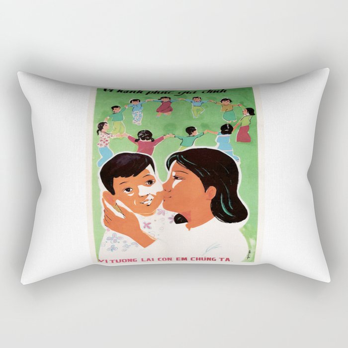 Vietnamese Poster: For the Happiness of the Children Rectangular Pillow