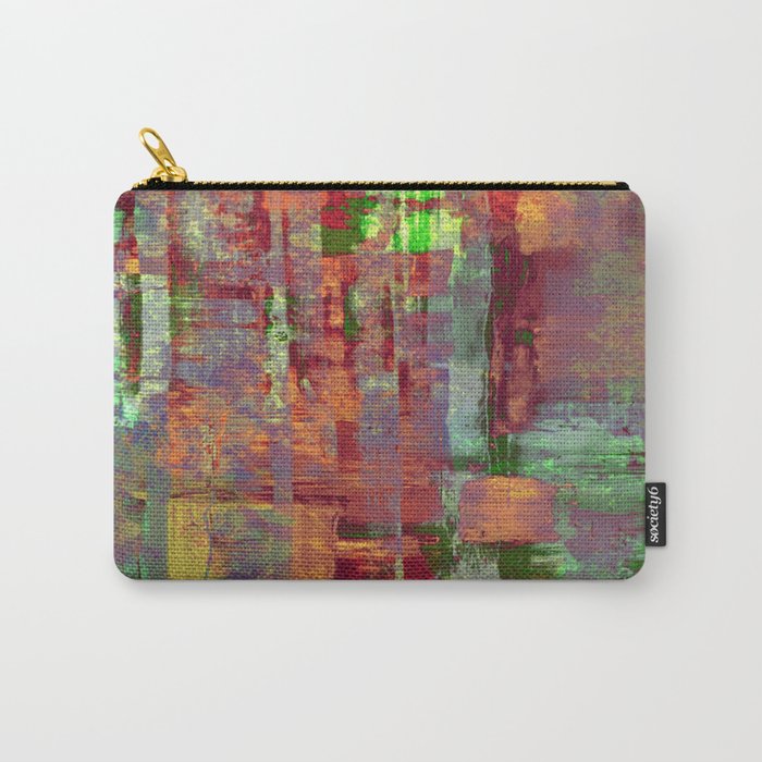Overexposed - Abstract, textured painting in brown, orange and green Carry-All Pouch