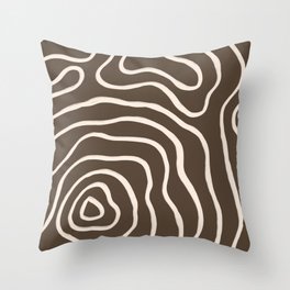 Topographic Map / Brown & Nude Throw Pillow