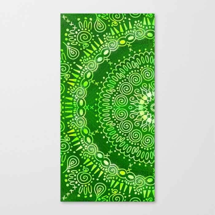Bright Grass Green Mandala Canvas Print
