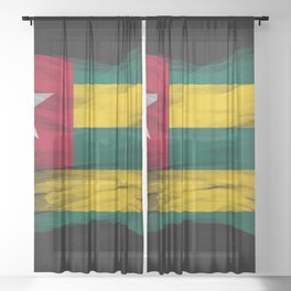 Togo flag brush stroke, national flag Sheer Curtain