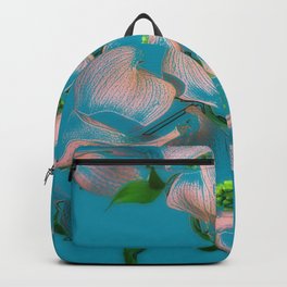 Dogwood Tree Flowers (aqua background) Backpack