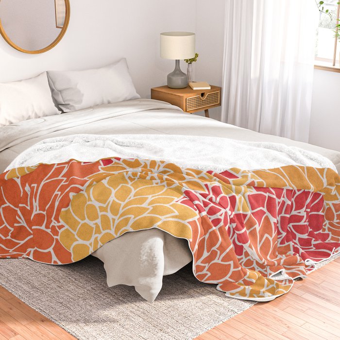 Shades Of Orange Flower Pattern Fl Art Throw Blanket By Shades Of Orange Flower Pattern Fl Art Throw Blanket