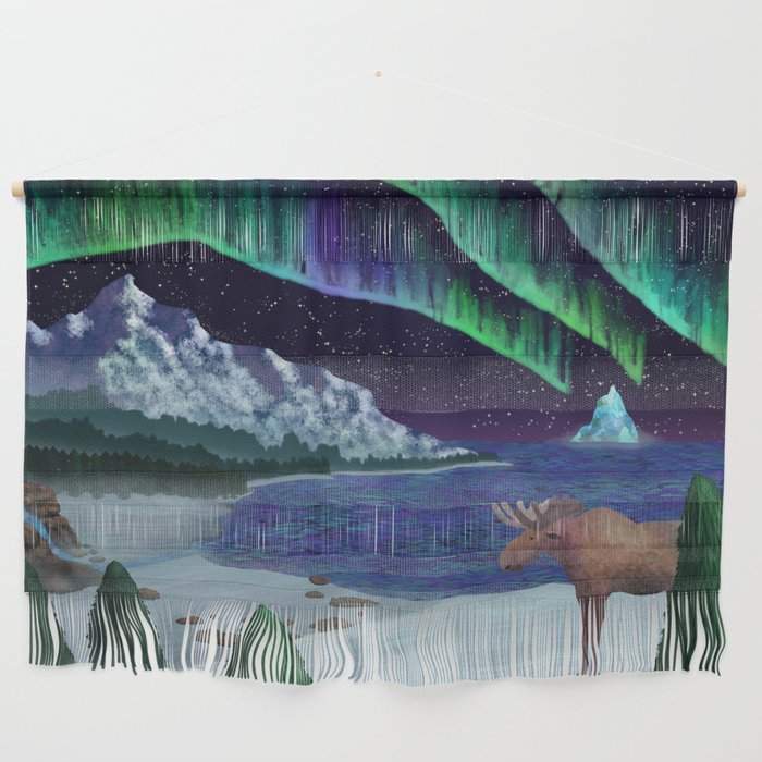 Northern Lights Over Snowscape Wall Hanging