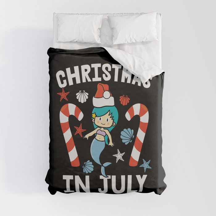 Christmas In July Mermaid Duvet Cover