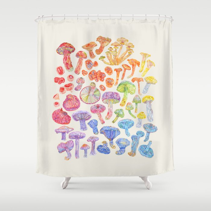 Wild Mushroom Rainbow Neutral Shower, Society6 Mushroom Shower Curtain