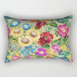 Joyful  flowers summer garden2 yellow background  Rectangular Pillow