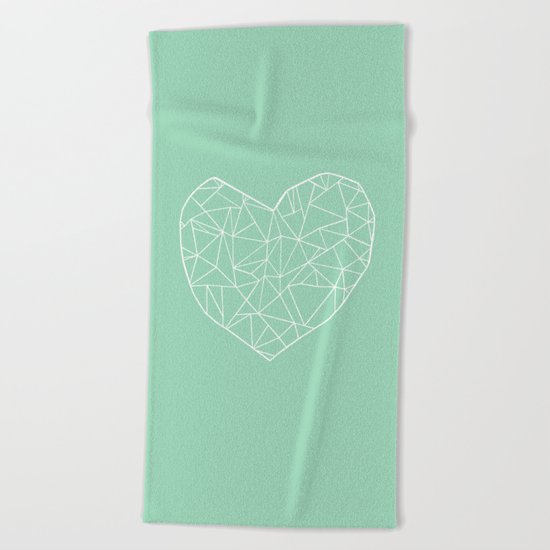 Abstract Heart Mint Beach Towel