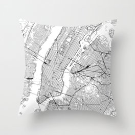 New York City White Map Throw Pillow