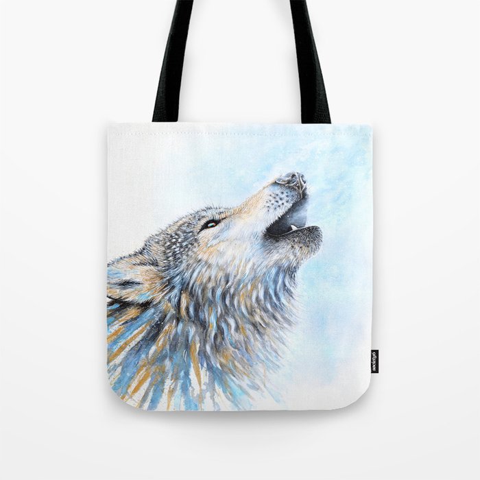 "Howling" Watercolor Wolf Tote Bag