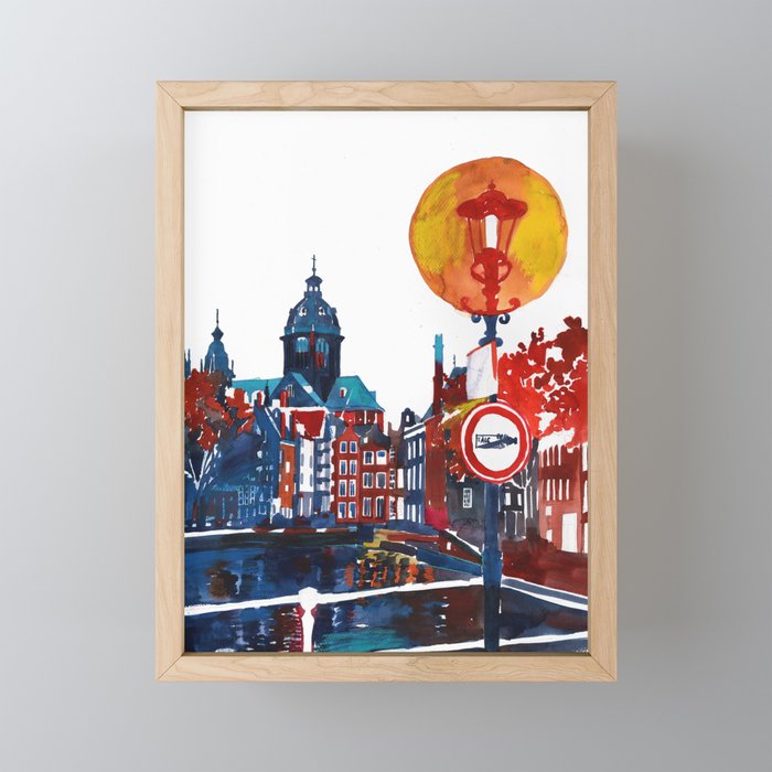 Sign in Amsterdam Framed Mini Art Print