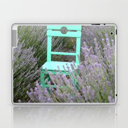 Green Chair In A Lavender Field Photograph Laptop Skin
