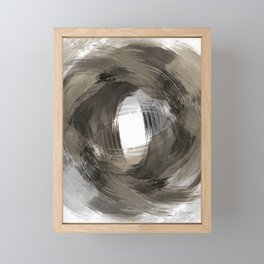 Beige and Grey Modern Abstract Brushstroke Painting Vortex Framed Mini Art Print