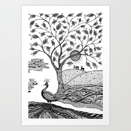 Peacock Fantasy Art Print