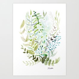 Botanic Greens Art Print