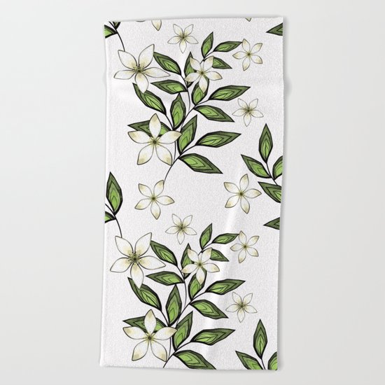 White flowers. Beach Towel