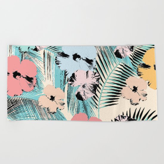 tropical pattern Beach Towel