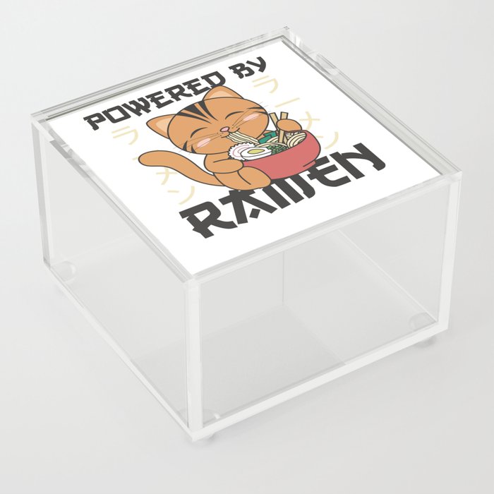 Powered By Ramen Cute Cat Eats Ramen Acrylic Box