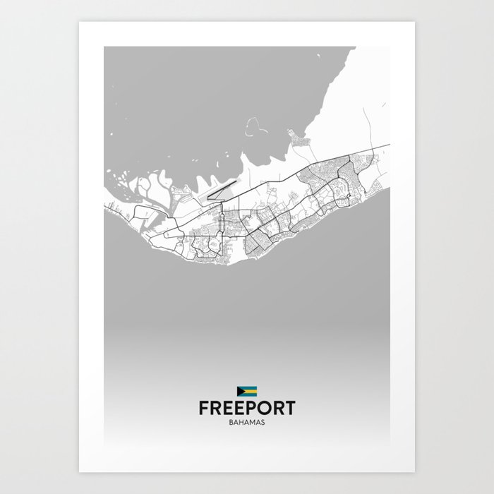 Freeport, Bahamas - Light City Map Art Print