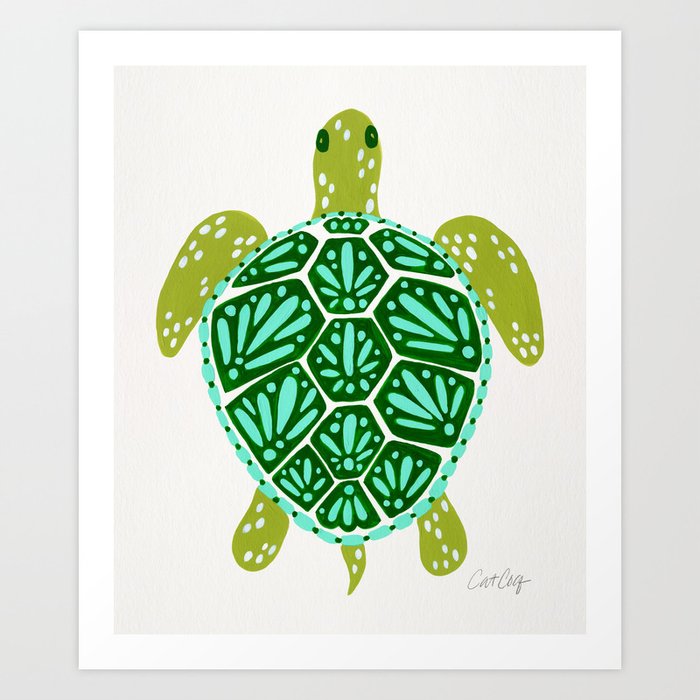 Sea Turtle Green Palette Art Print By Catcoq Society6