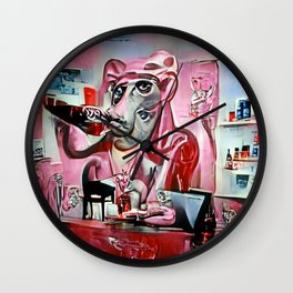 Panther At The Cola Bar In Spain Wall Clock