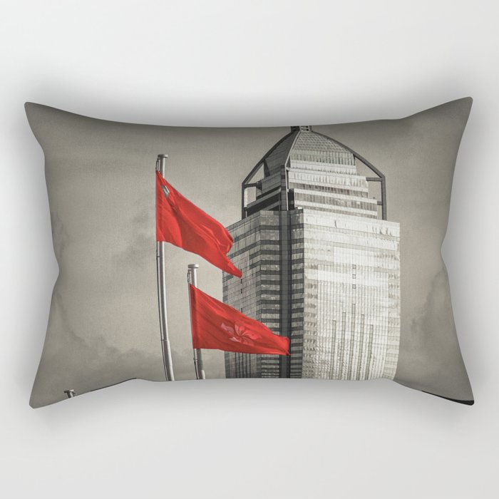 Red flags Tower Rectangular Pillow