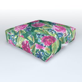 Evergreen Festive Floral Outdoor Floor Cushion