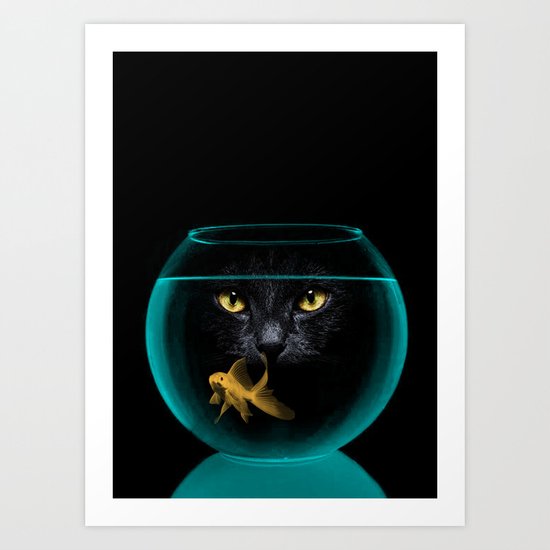 Black Cat Goldfish II Art Print
