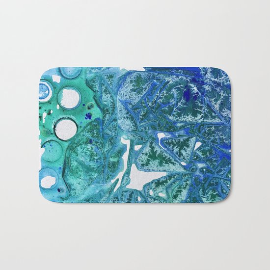 Sea Leaves, Environmental Love of the Ocean Blue Bath Mat