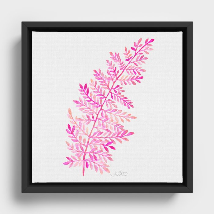 Watercolor Fern - Hot Pink Framed Canvas