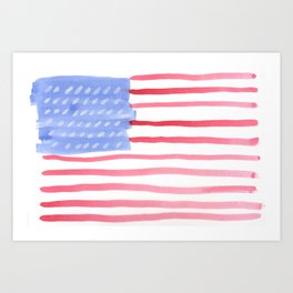 American Flag 4th of July watercolor design Art Print