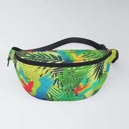 Parrots and Tropical Leaves Fanny Pack