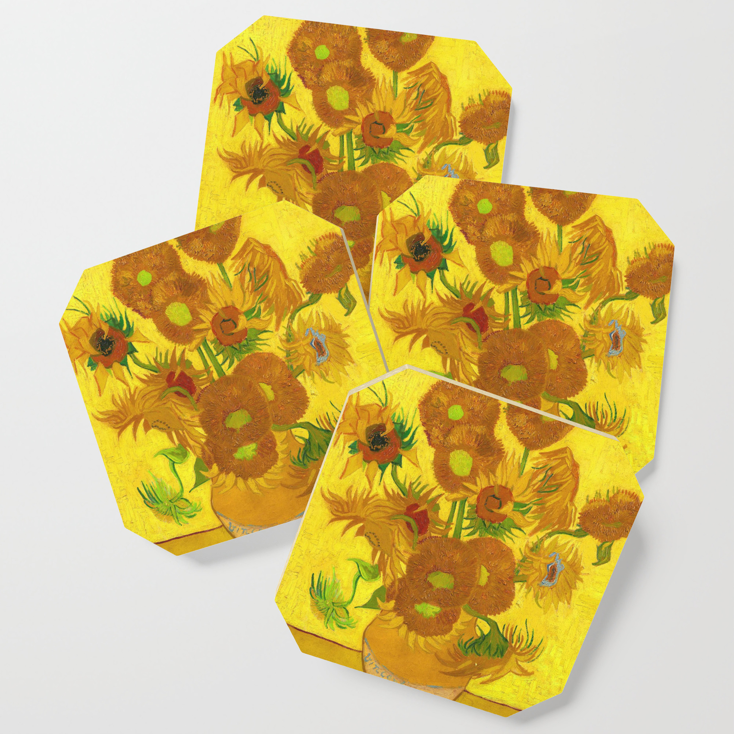 Vincent Van Gogh Fifteen Sunflowers In A Vase Coaster By
