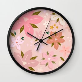 Les Fleurs | 05 - Floral Art Blush Pink Flowers Wall Clock