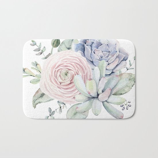 Succulent Blooms Bath Mat