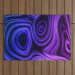 Neon Glow blue and purple lines, Cyberpunk Outdoor Rug