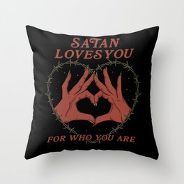 Satan Loves You Throw Pillow