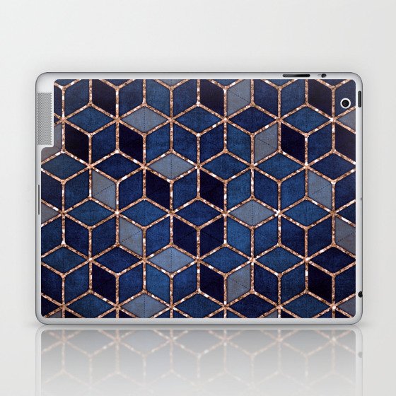 Shades Of Purple & Blue Cubes Pattern Laptop & iPad Skin