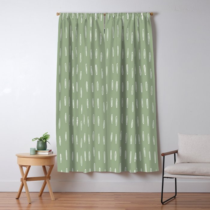 Raindrop Boho Abstract Pattern, Sage Green Blackout Curtain