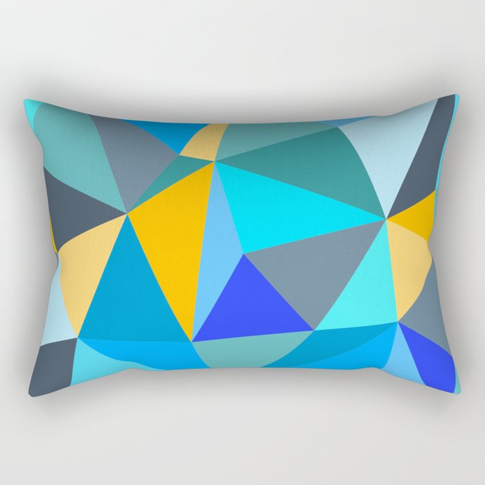 Eome - Colorful Geometric Triangle Art Design Pattern in Blue Rectangular Pillow