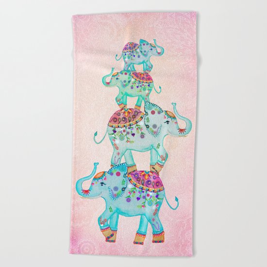 LUCKY ELEPHANTS Beach Towel