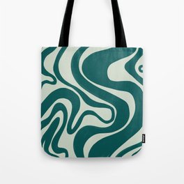 Retro Swirl Hand-Painted Lines in Teal + Mint Green Tote Bag