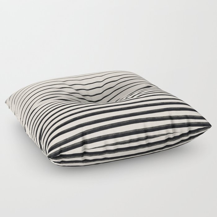 Black Horizontal Lines Floor Pillow