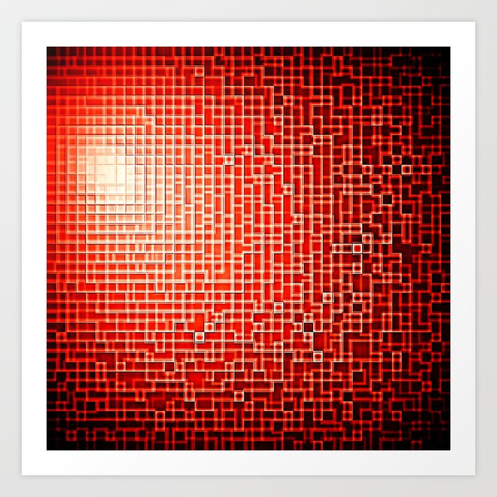 Red Pixels Art Art Print