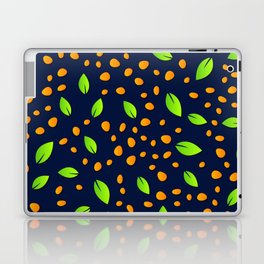 Orange & Green Color Dotted & Leaf Design Laptop Skin