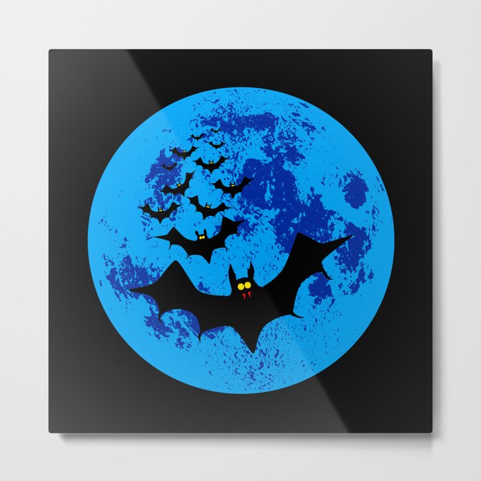 Vampire Bats Against The Blue Moon Metal Print